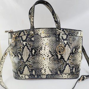 Henri Bendel Snakeskin Embossed Large Crossbody Top Handle Satchel Bag